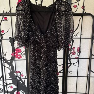 Zara Black Sheer Polka Dot Mini Dress